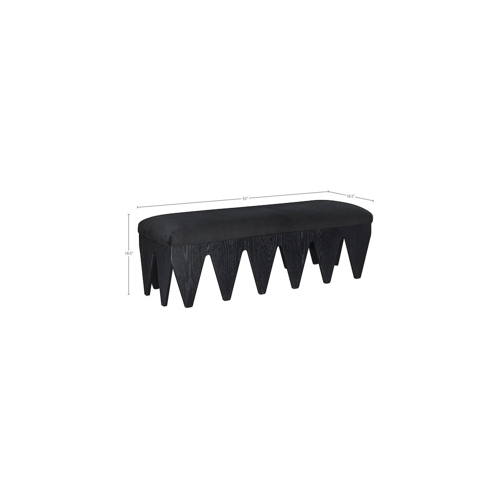 Altair Black Velour Fur Fabric Bench. Picture 7