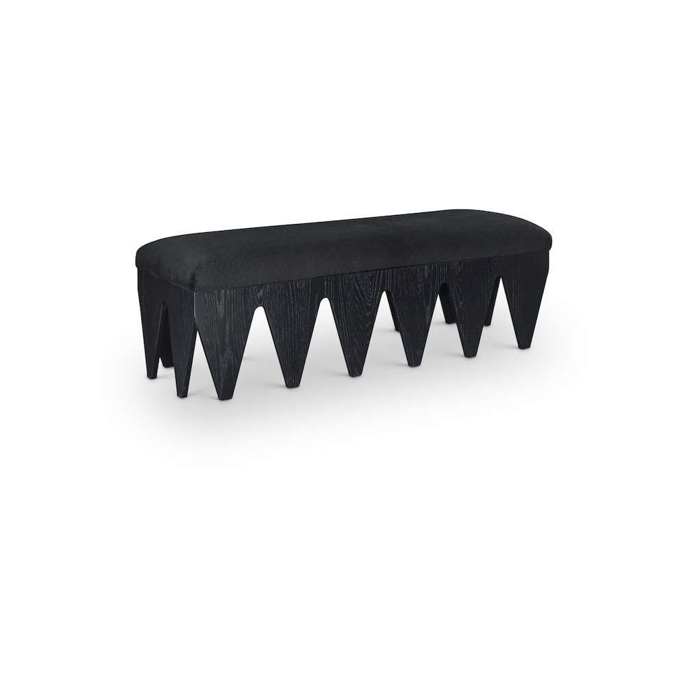 Altair Black Velour Fur Fabric Bench. Picture 1
