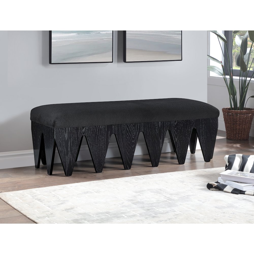 Altair Black Velour Fur Fabric Bench. Picture 2