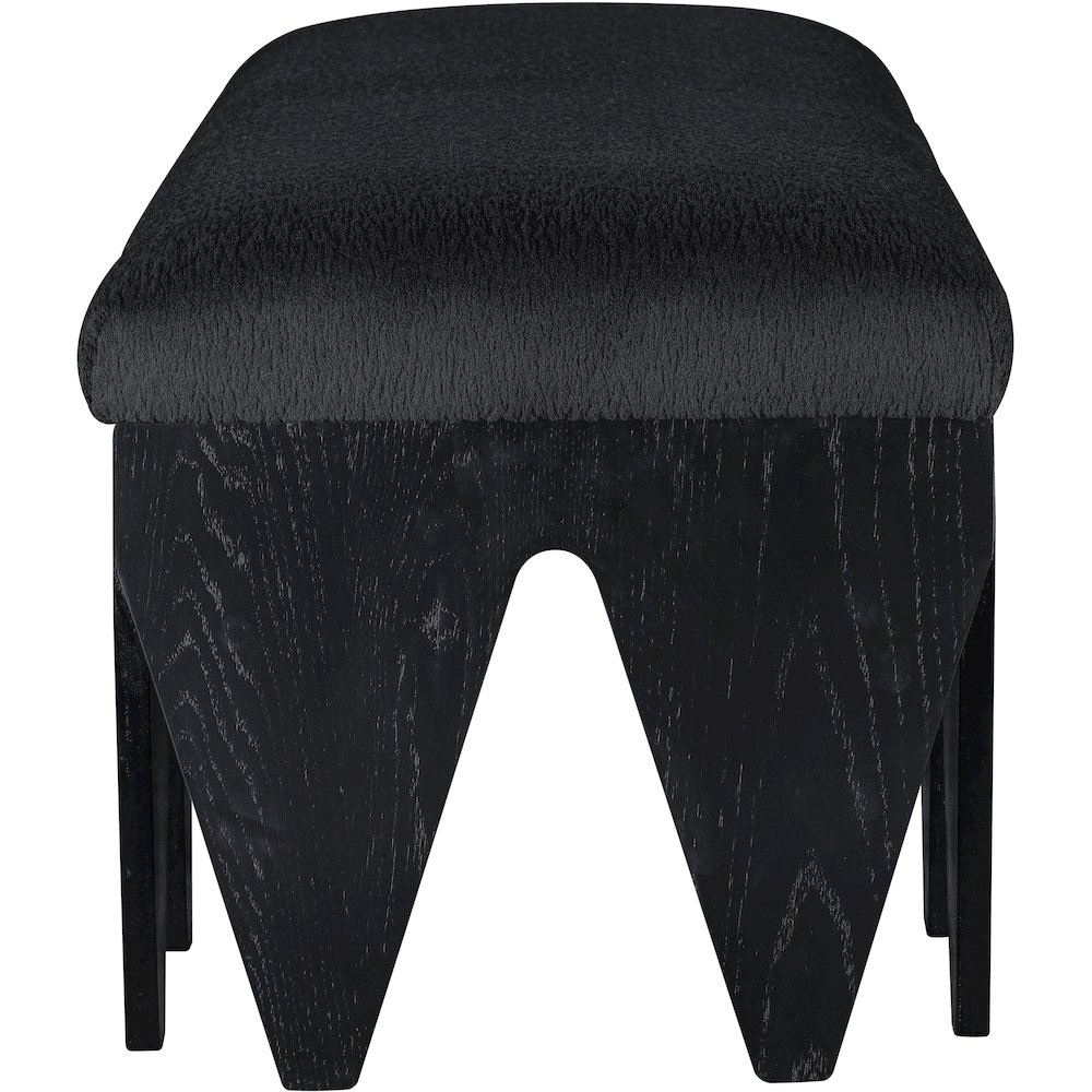 Altair Black Velour Fur Fabric Bench. Picture 4