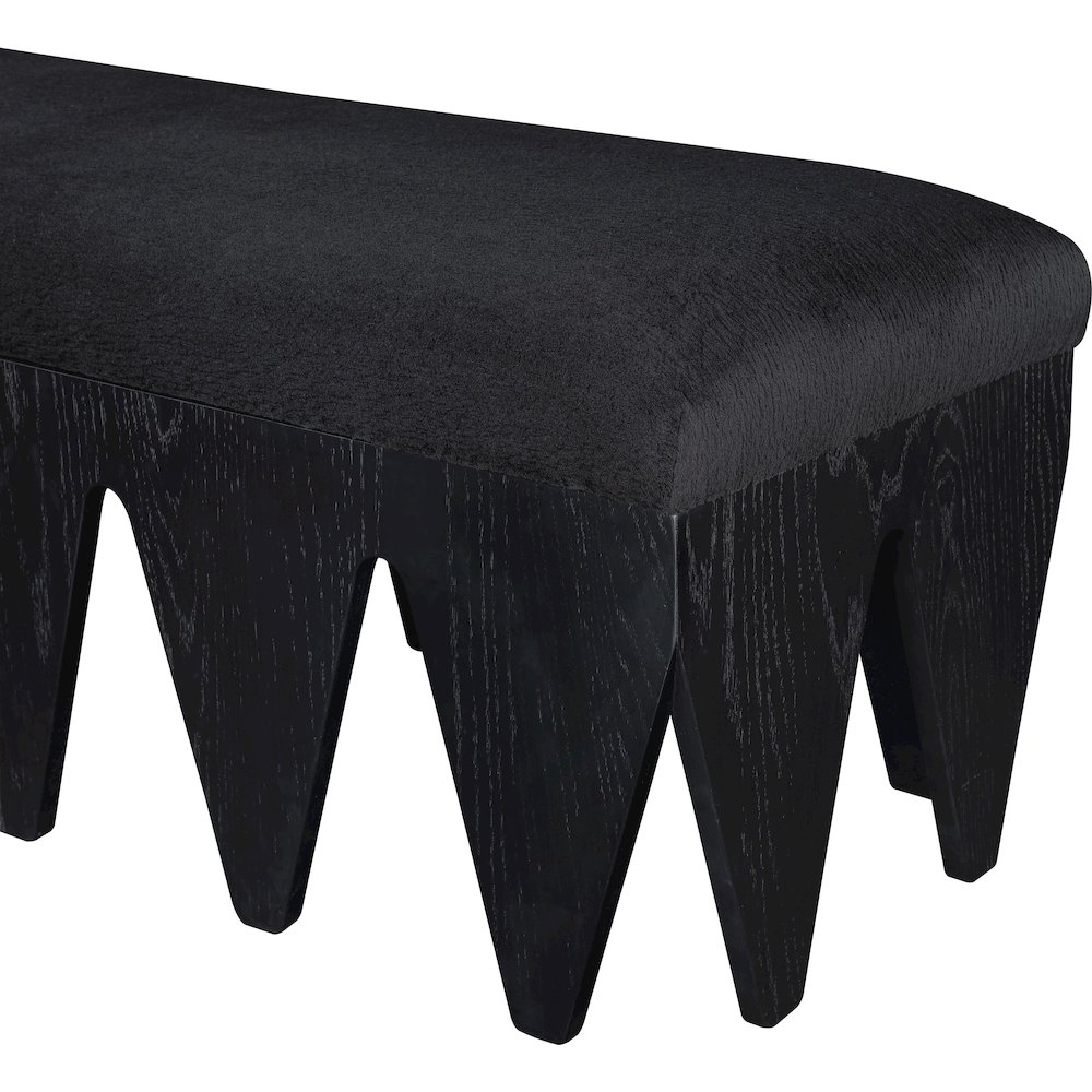 Altair Black Velour Fur Fabric Bench. Picture 5