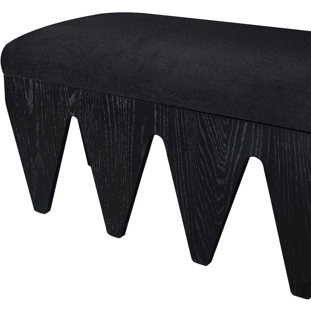 Altair Black Velour Fur Fabric Bench. Picture 6