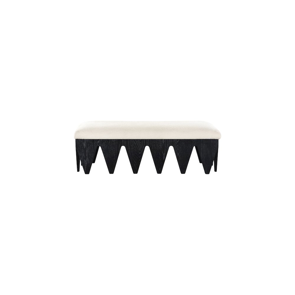 Altair Cream Velour Fur Fabric Bench. Picture 3