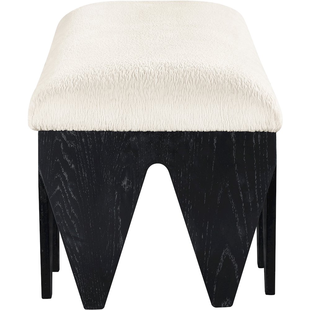 Altair Cream Velour Fur Fabric Bench. Picture 4