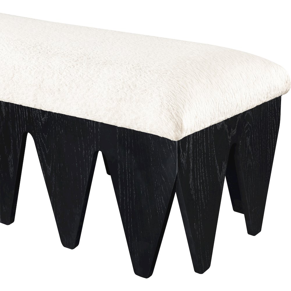 Altair Cream Velour Fur Fabric Bench. Picture 5
