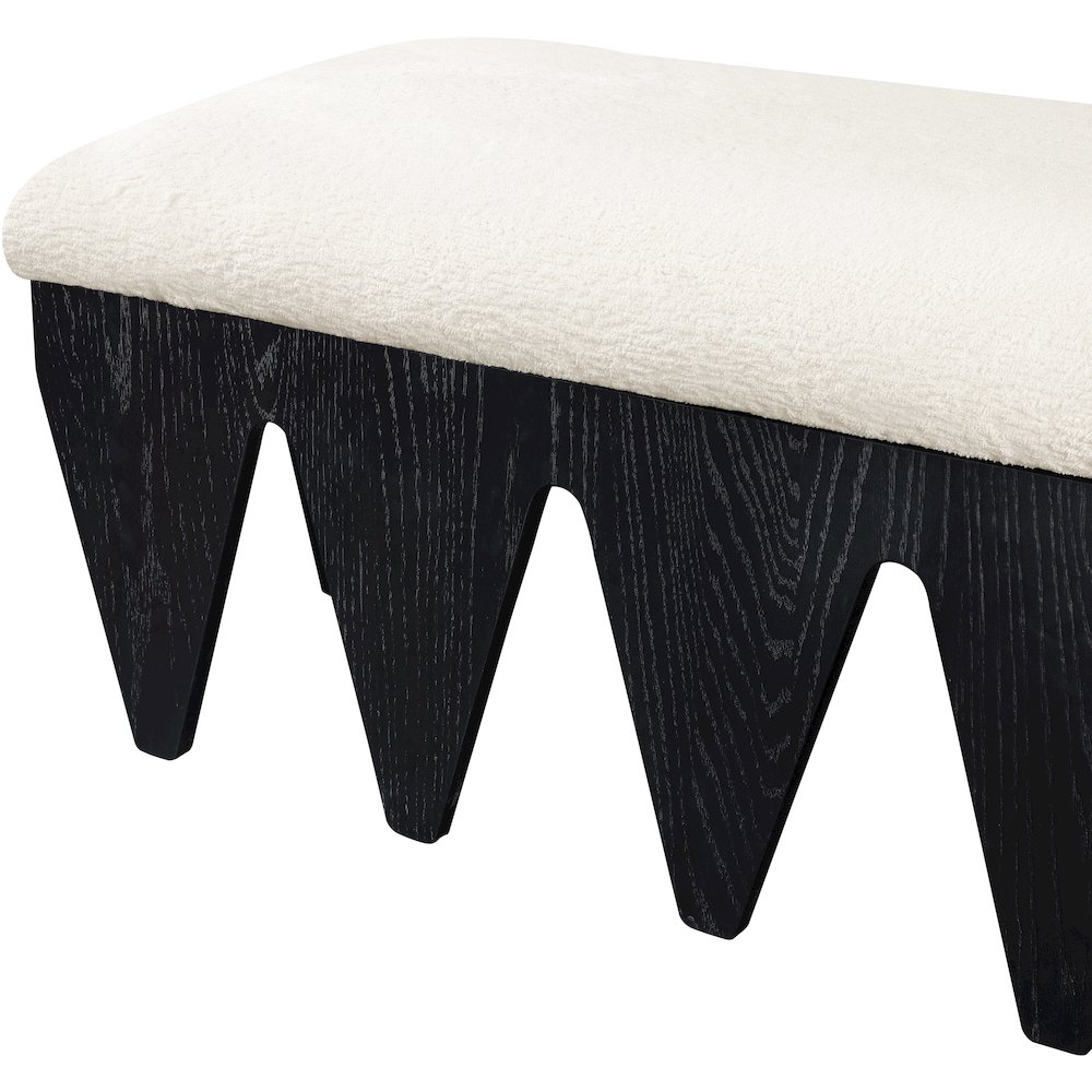 Altair Cream Velour Fur Fabric Bench. Picture 6