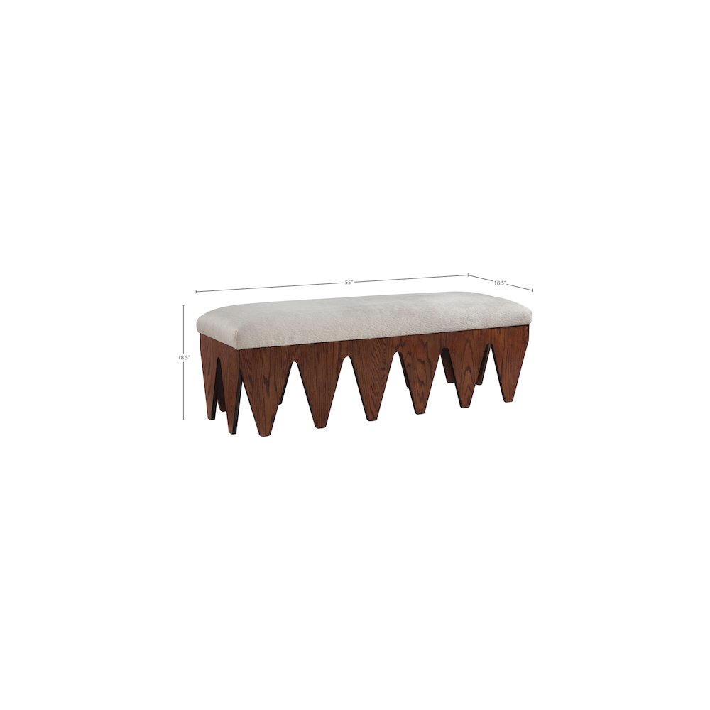 Altair Beige Velour Fur Fabric Bench. Picture 7