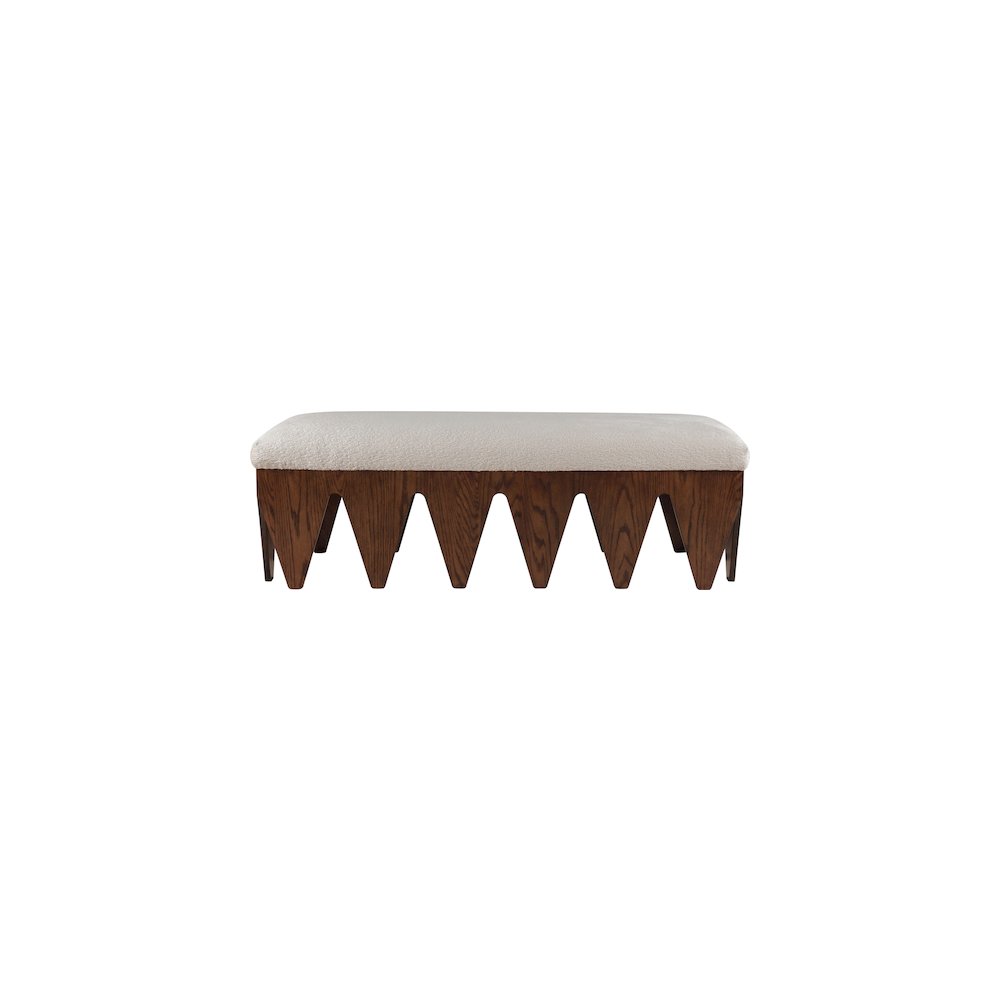 Altair Beige Velour Fur Fabric Bench. Picture 3