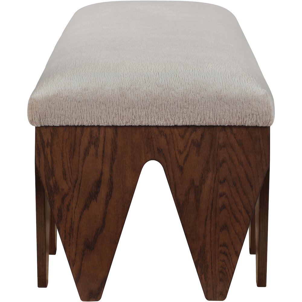 Altair Beige Velour Fur Fabric Bench. Picture 4