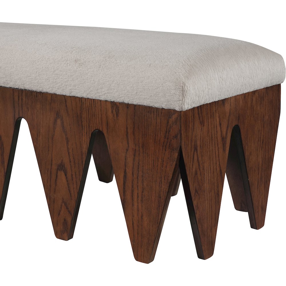 Altair Beige Velour Fur Fabric Bench. Picture 5