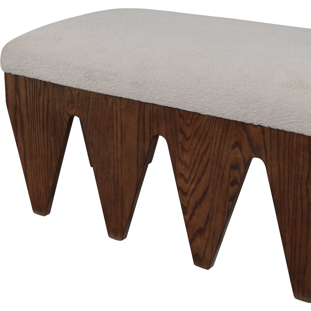 Altair Beige Velour Fur Fabric Bench. Picture 6
