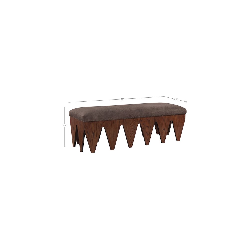 Altair Brown Velour Fur Fabric Bench. Picture 7