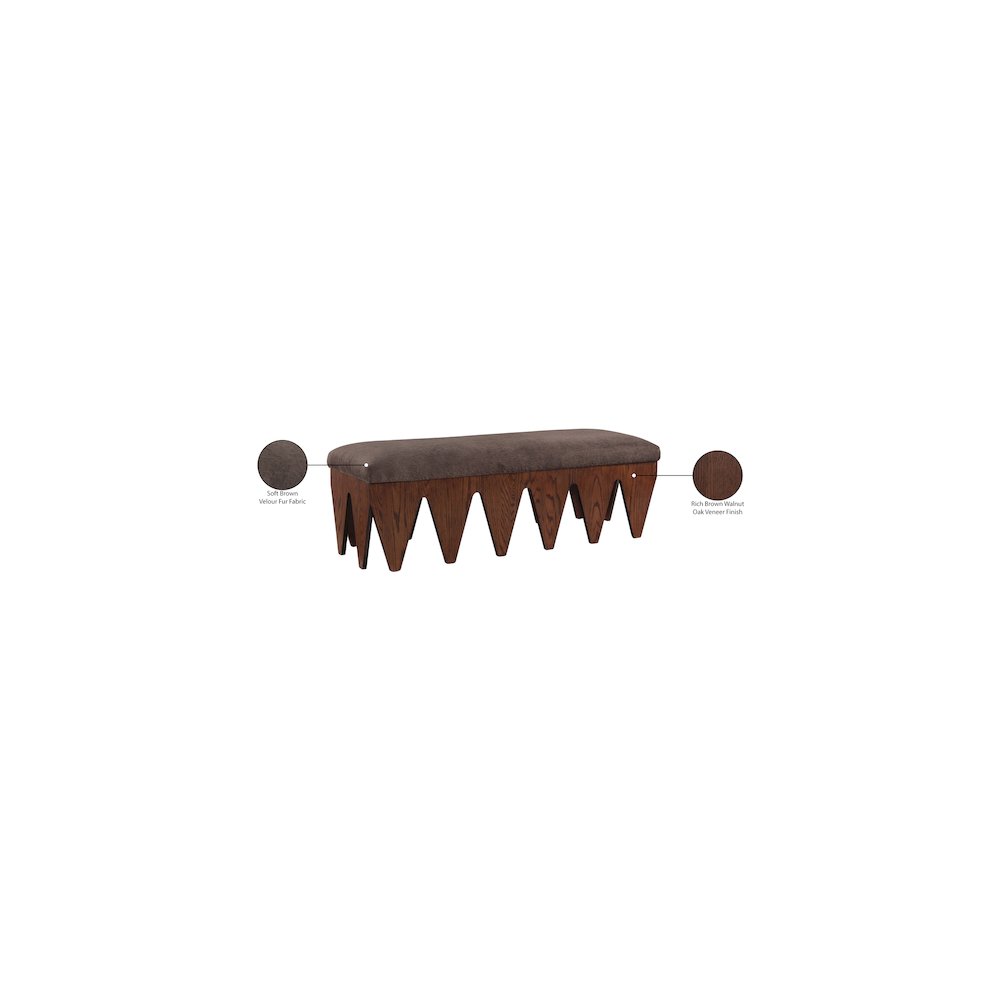 Altair Brown Velour Fur Fabric Bench. Picture 8