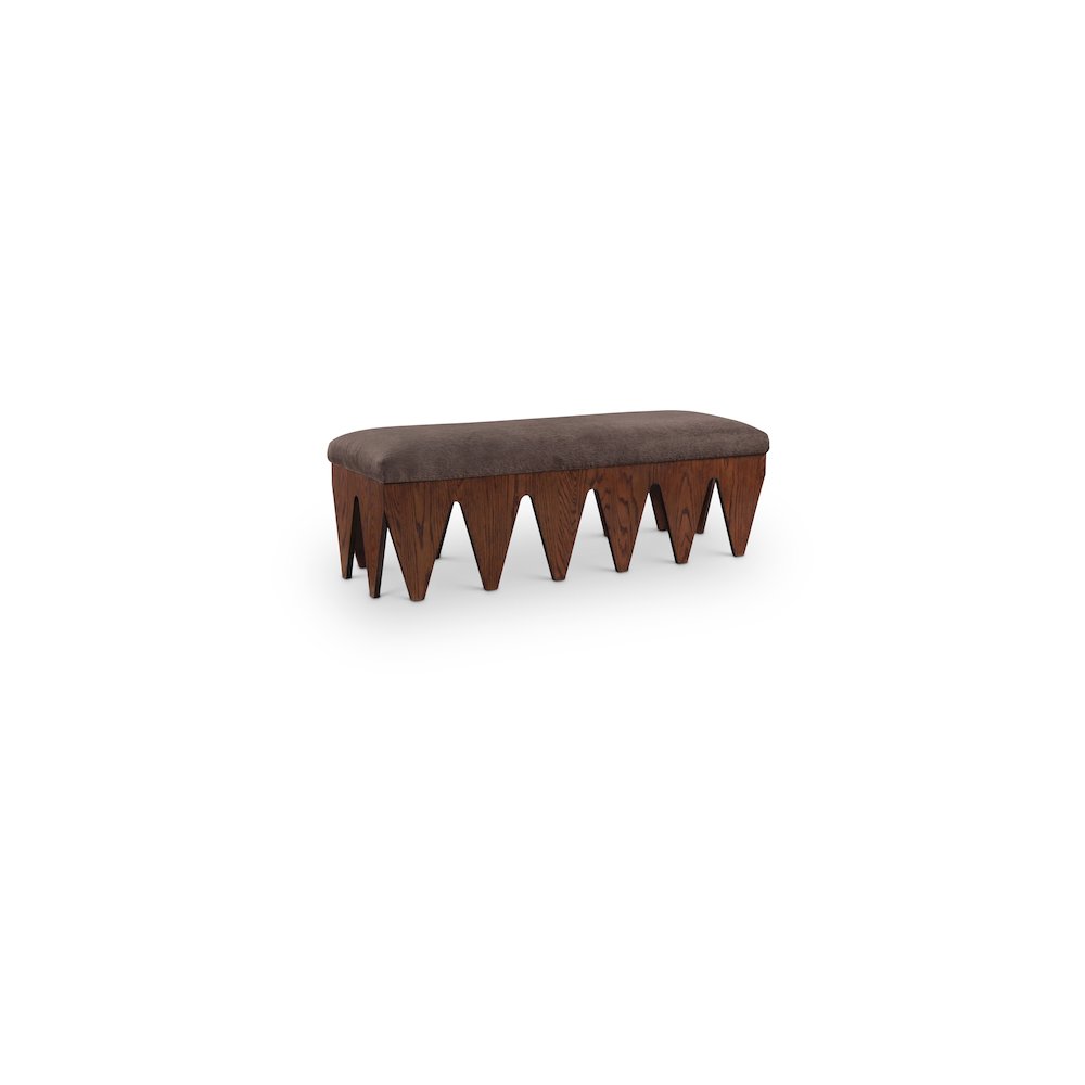 Altair Brown Velour Fur Fabric Bench. Picture 1