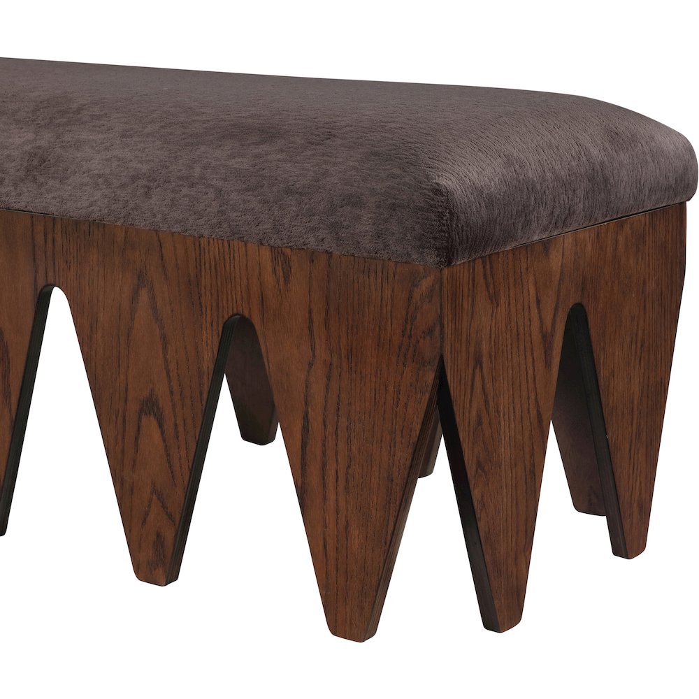 Altair Brown Velour Fur Fabric Bench. Picture 5