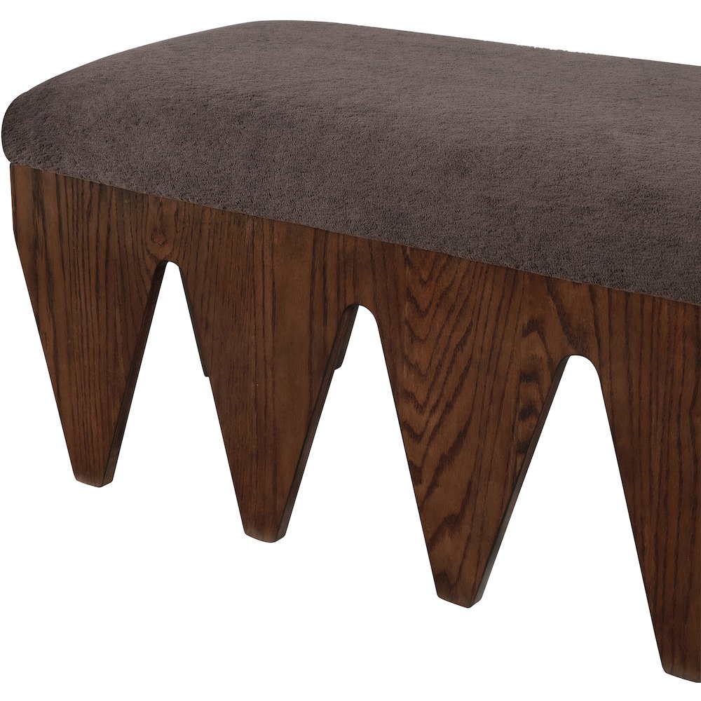 Altair Brown Velour Fur Fabric Bench. Picture 6