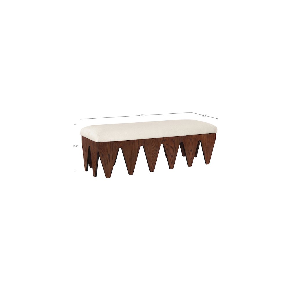 Altair Cream Velour Fur Fabric Bench. Picture 7