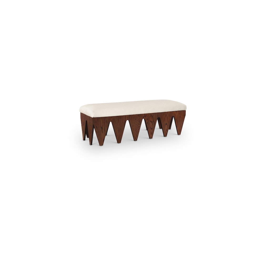 Altair Cream Velour Fur Fabric Bench. Picture 1