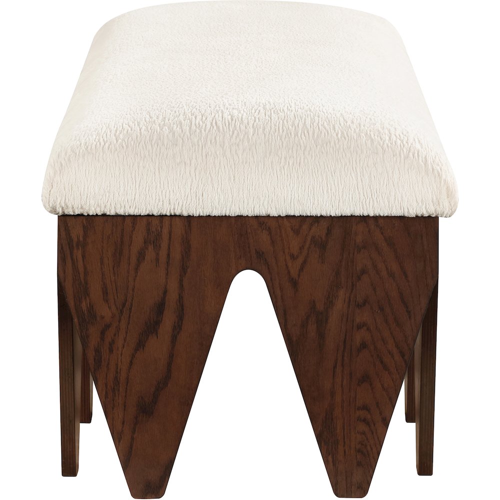 Altair Cream Velour Fur Fabric Bench. Picture 4