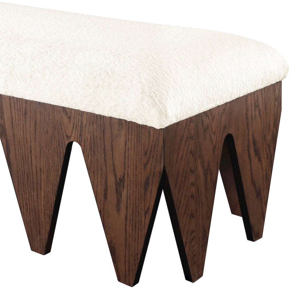 Altair Cream Velour Fur Fabric Bench. Picture 5