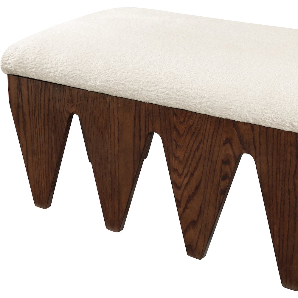 Altair Cream Velour Fur Fabric Bench. Picture 6