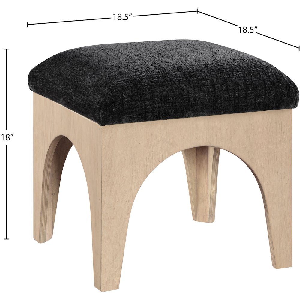 Lawson Black Chenille Fabric Upholstered Ottoman. Picture 4