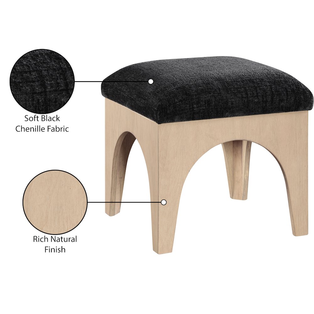 Lawson Black Chenille Fabric Upholstered Ottoman. Picture 5