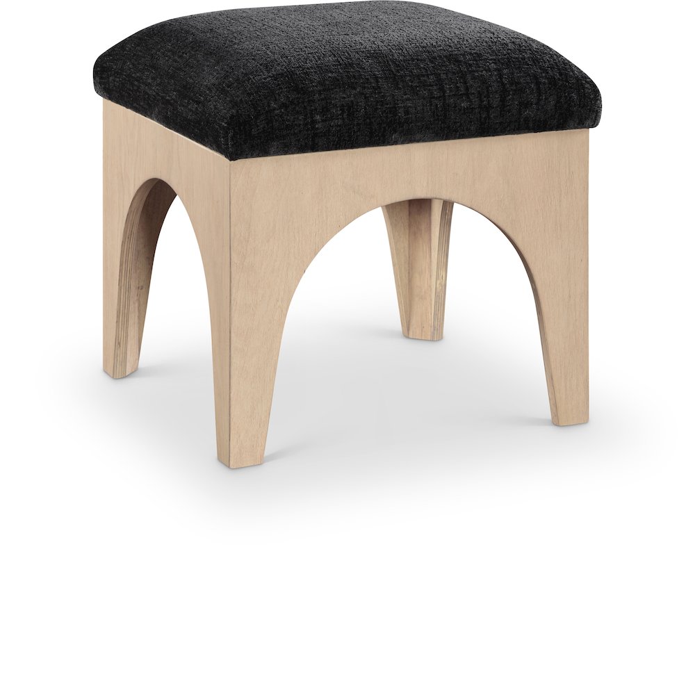 Lawson Black Chenille Fabric Upholstered Ottoman. Picture 1
