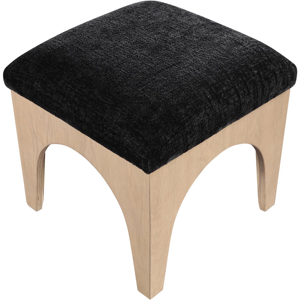 Lawson Black Chenille Fabric Upholstered Ottoman. Picture 7
