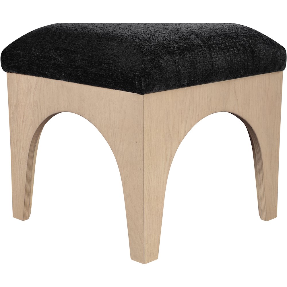 Lawson Black Chenille Fabric Upholstered Ottoman. Picture 3