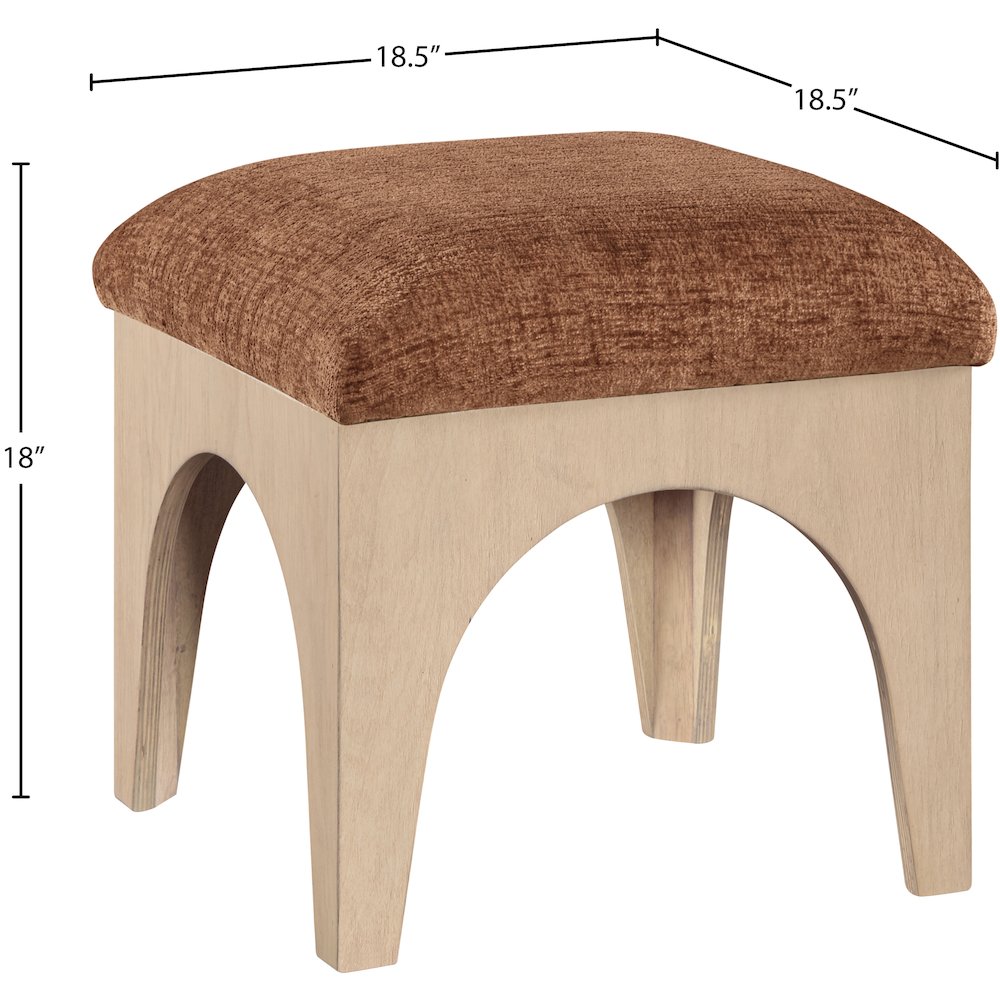 Lawson Cognac Chenille Fabric Upholstered Ottoman. Picture 4