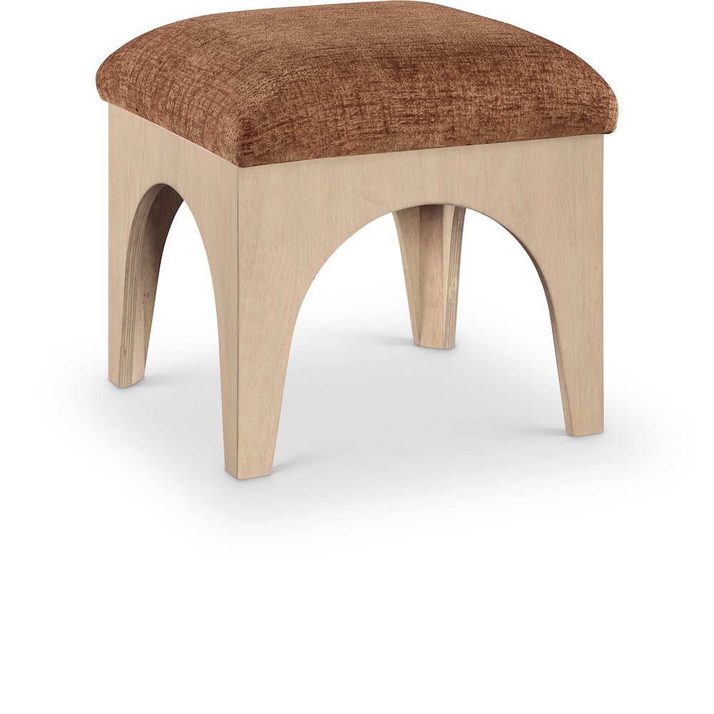 Lawson Cognac Chenille Fabric Upholstered Ottoman. Picture 1