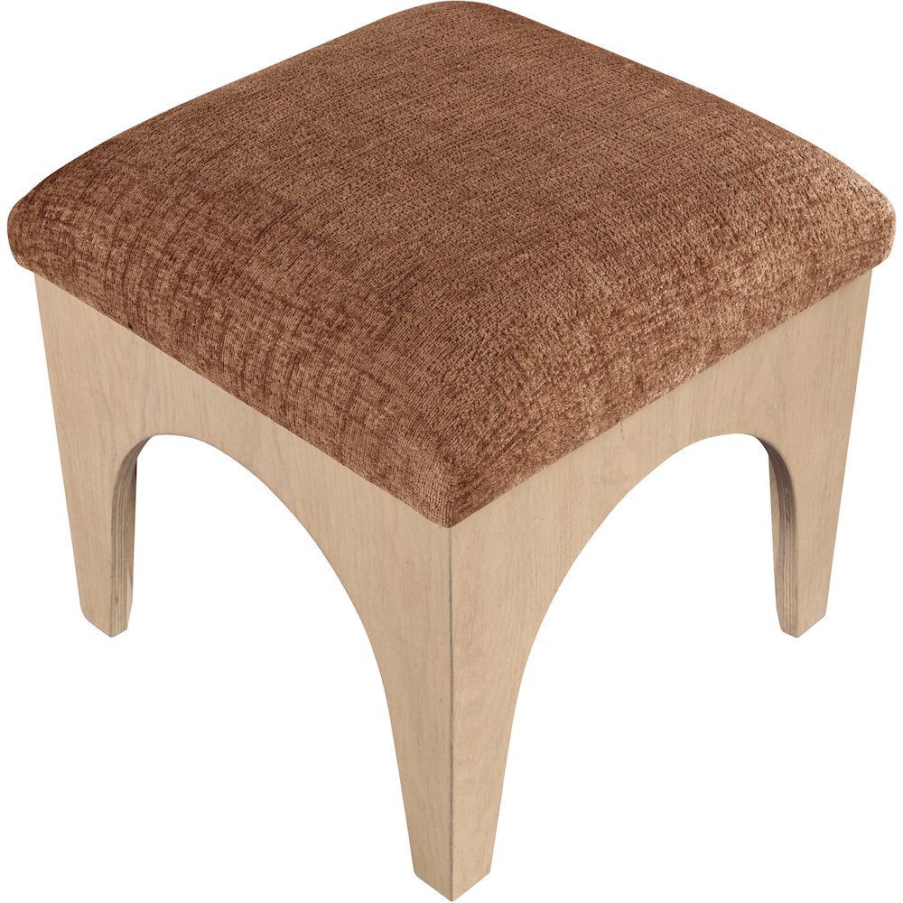 Lawson Cognac Chenille Fabric Upholstered Ottoman. Picture 7
