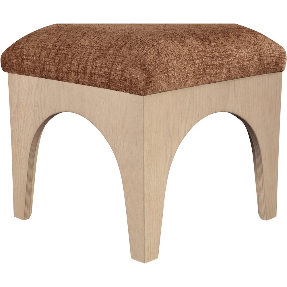 Lawson Cognac Chenille Fabric Upholstered Ottoman. Picture 3
