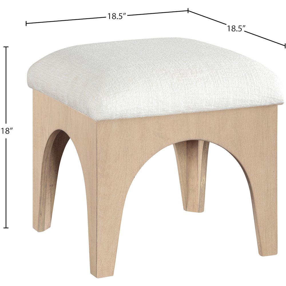 Lawson Cream Chenille Fabric Upholstered Ottoman. Picture 4