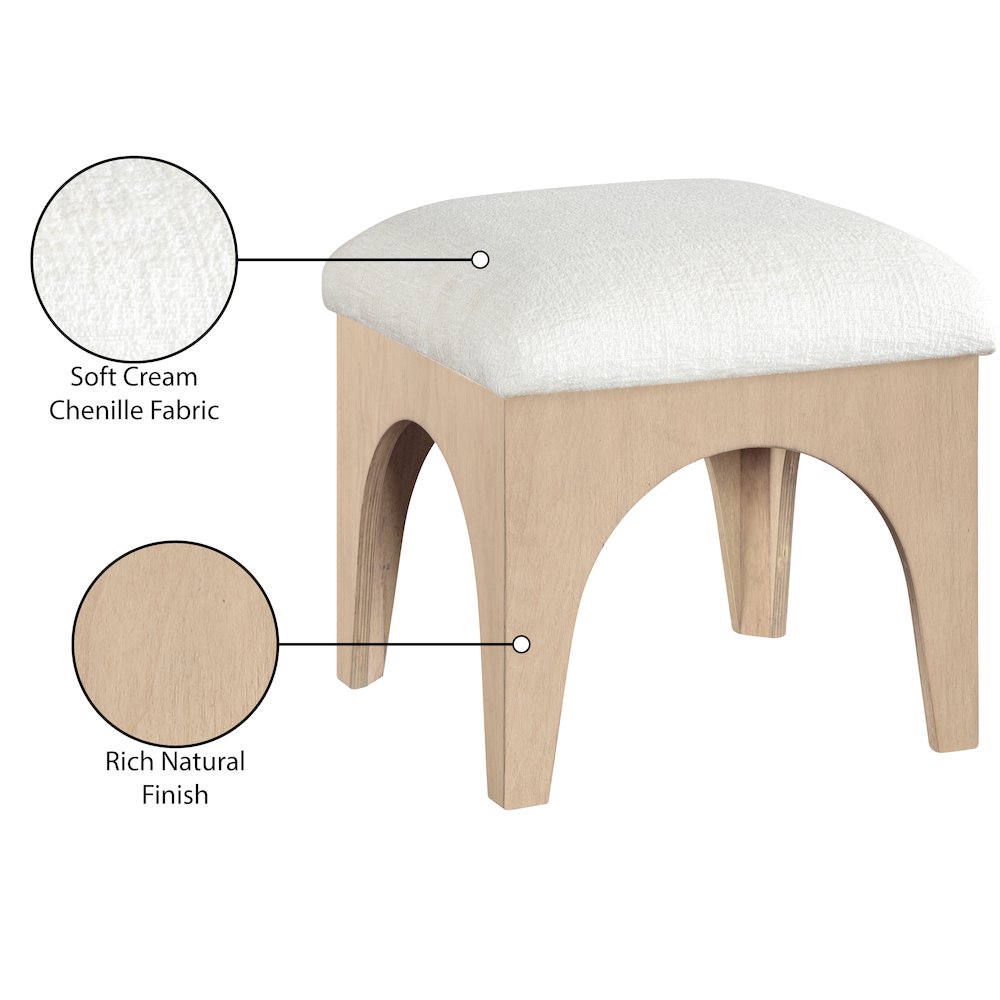Lawson Cream Chenille Fabric Upholstered Ottoman. Picture 5