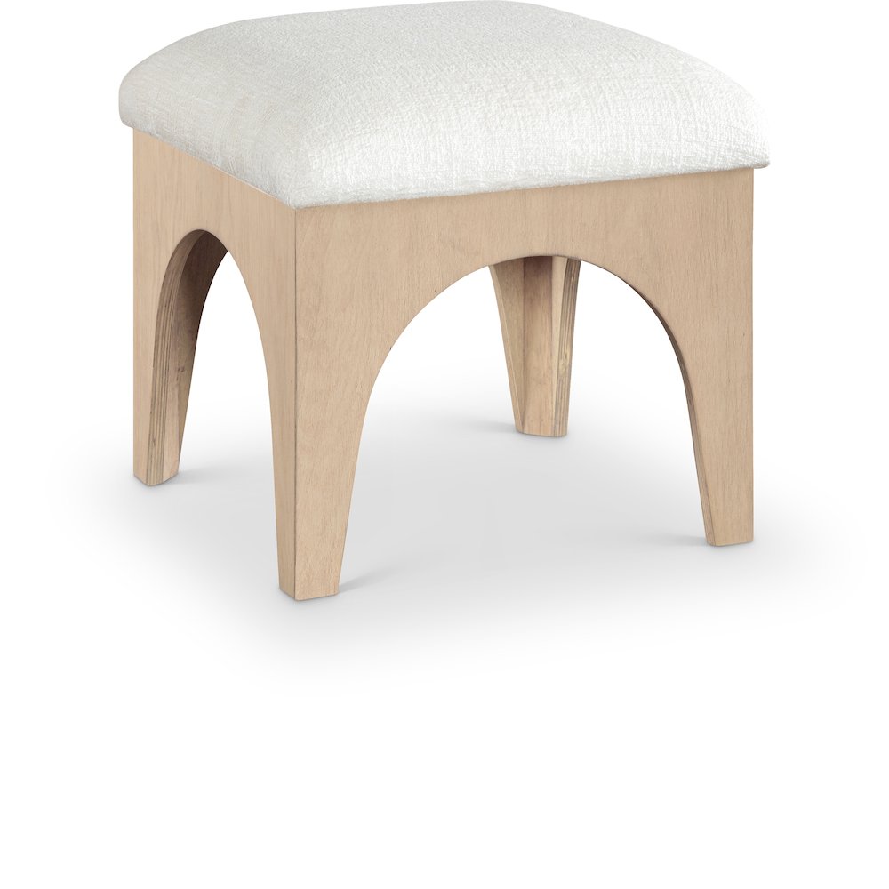 Lawson Cream Chenille Fabric Upholstered Ottoman. Picture 1