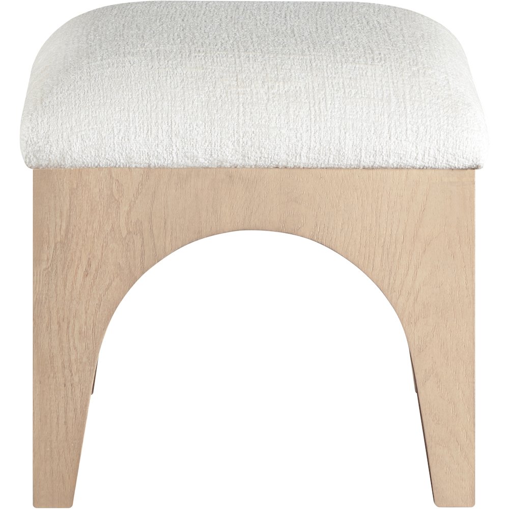 Lawson Cream Chenille Fabric Upholstered Ottoman. Picture 2