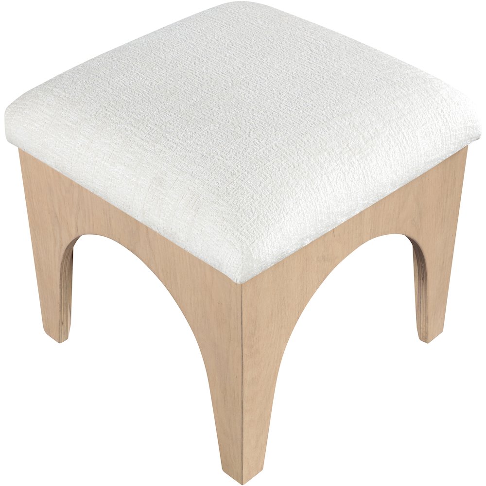 Lawson Cream Chenille Fabric Upholstered Ottoman. Picture 7