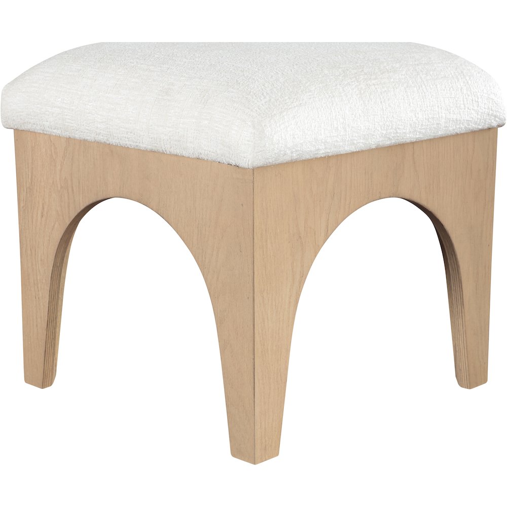 Lawson Cream Chenille Fabric Upholstered Ottoman. Picture 3