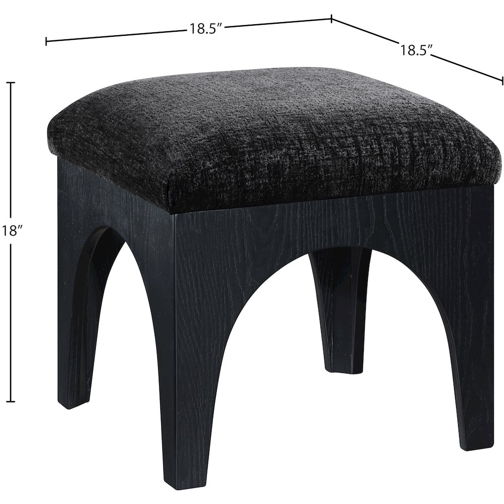 Lawson Black Chenille Fabric Upholstered Ottoman. Picture 4