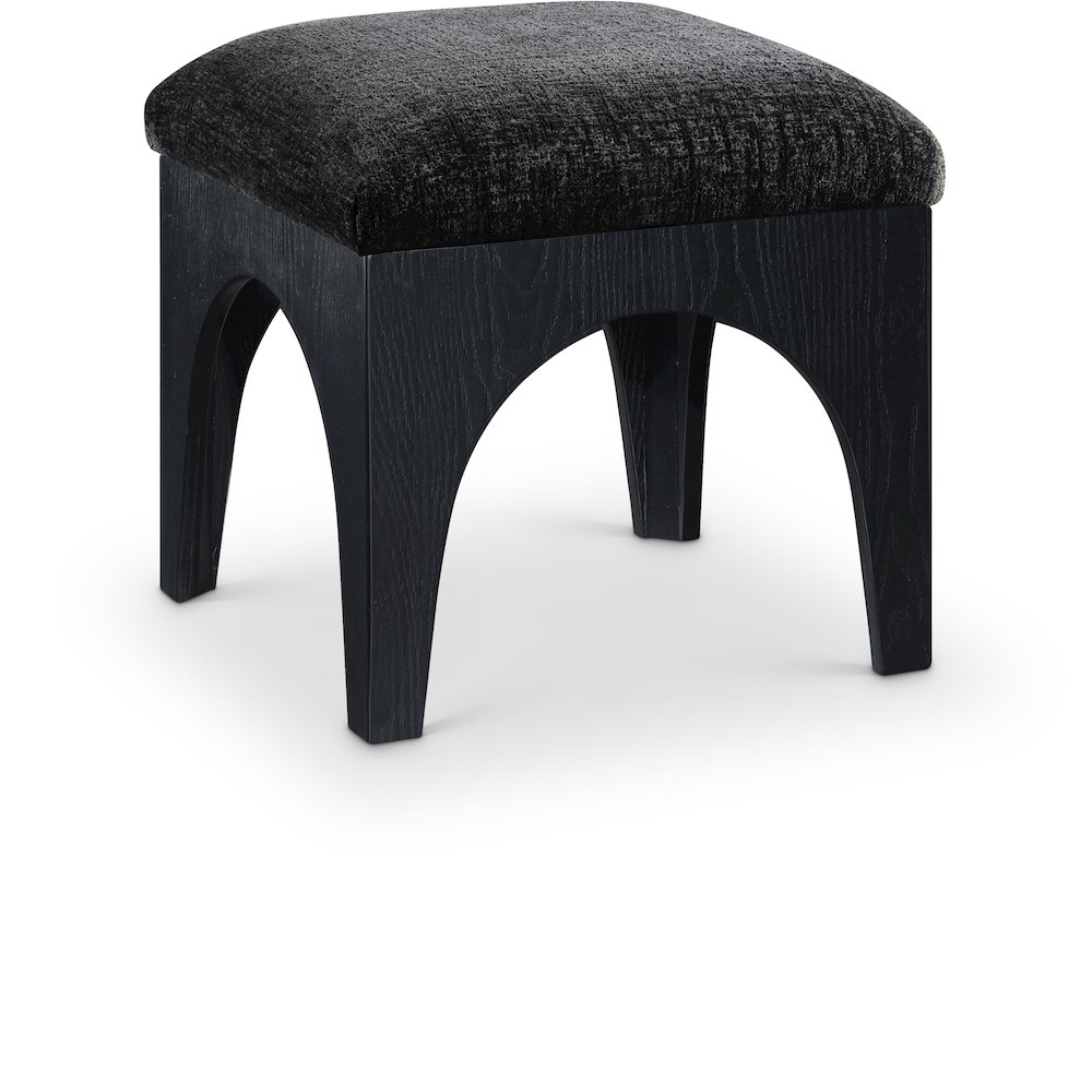 Lawson Black Chenille Fabric Upholstered Ottoman. Picture 1