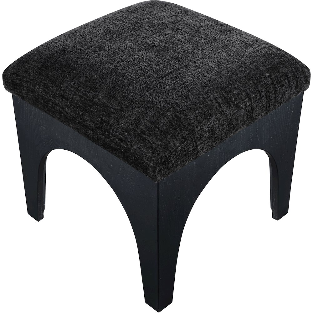 Lawson Black Chenille Fabric Upholstered Ottoman. Picture 7