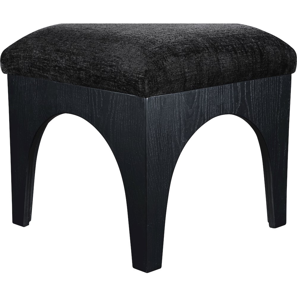 Lawson Black Chenille Fabric Upholstered Ottoman. Picture 3