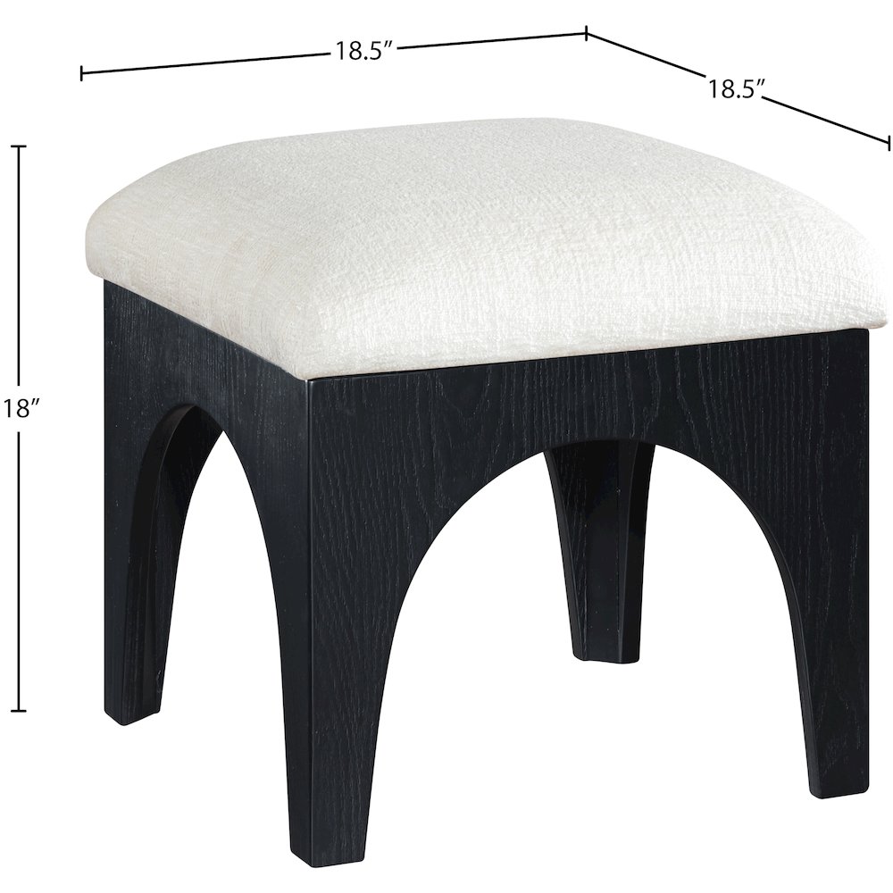 Lawson Cream Chenille Fabric Upholstered Ottoman. Picture 4