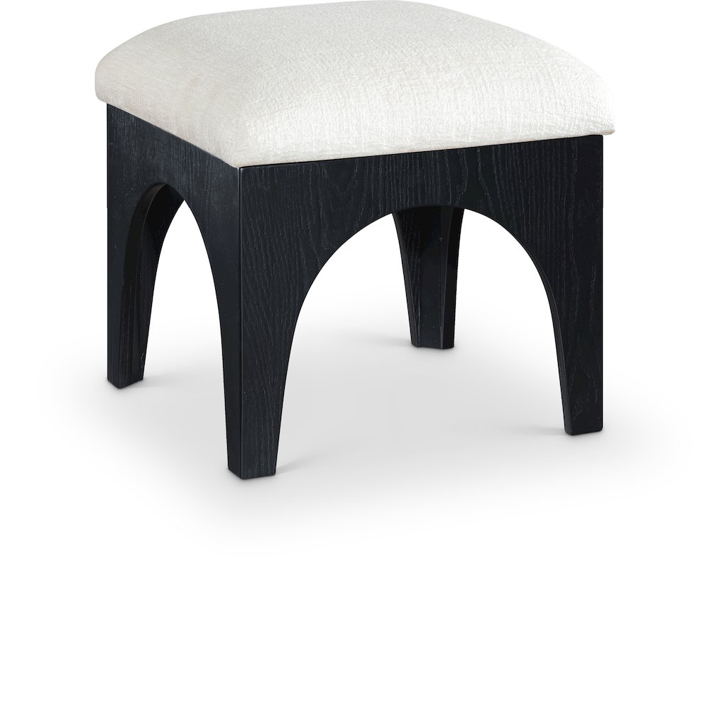 Lawson Cream Chenille Fabric Upholstered Ottoman. Picture 1