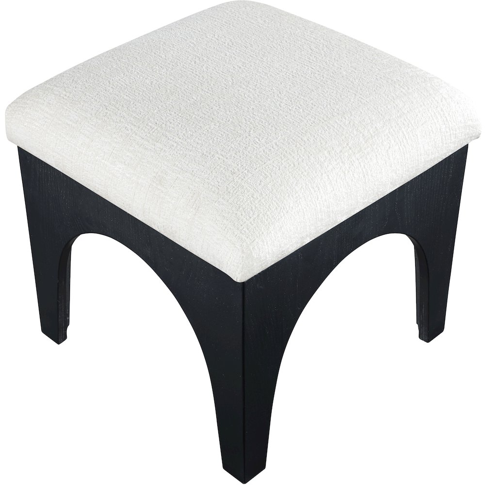 Lawson Cream Chenille Fabric Upholstered Ottoman. Picture 7