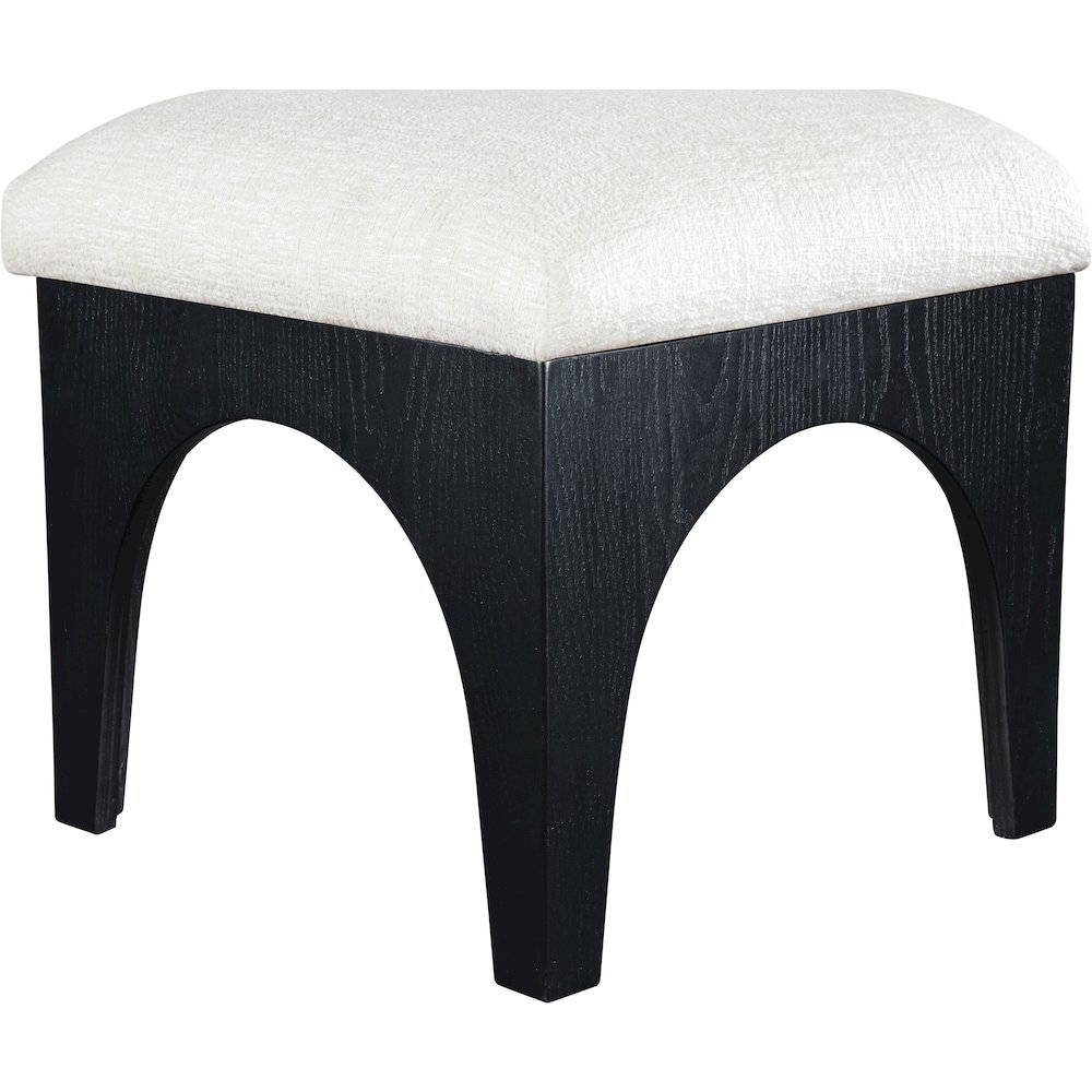 Lawson Cream Chenille Fabric Upholstered Ottoman. Picture 3