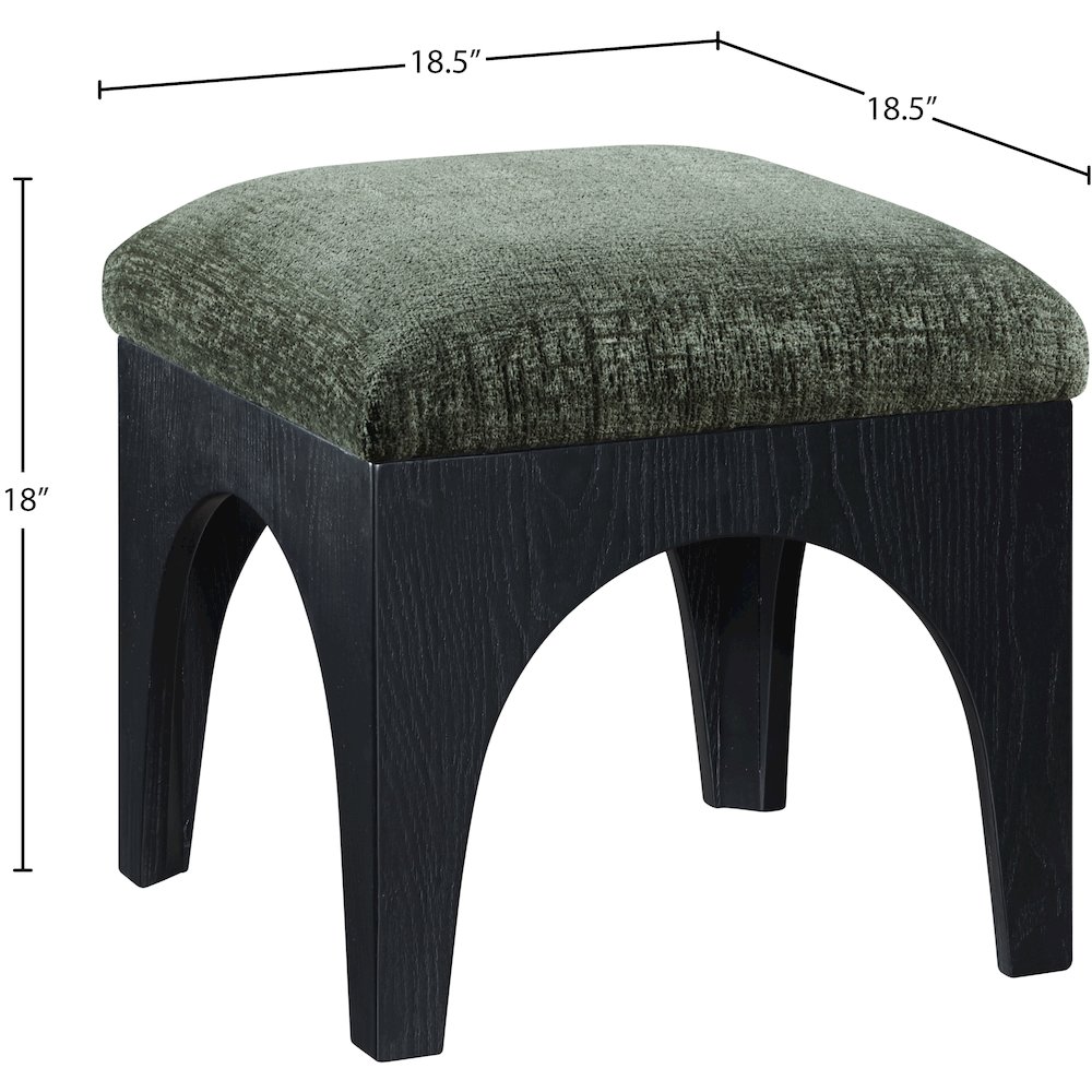 Lawson Green Chenille Fabric Upholstered Ottoman. Picture 4