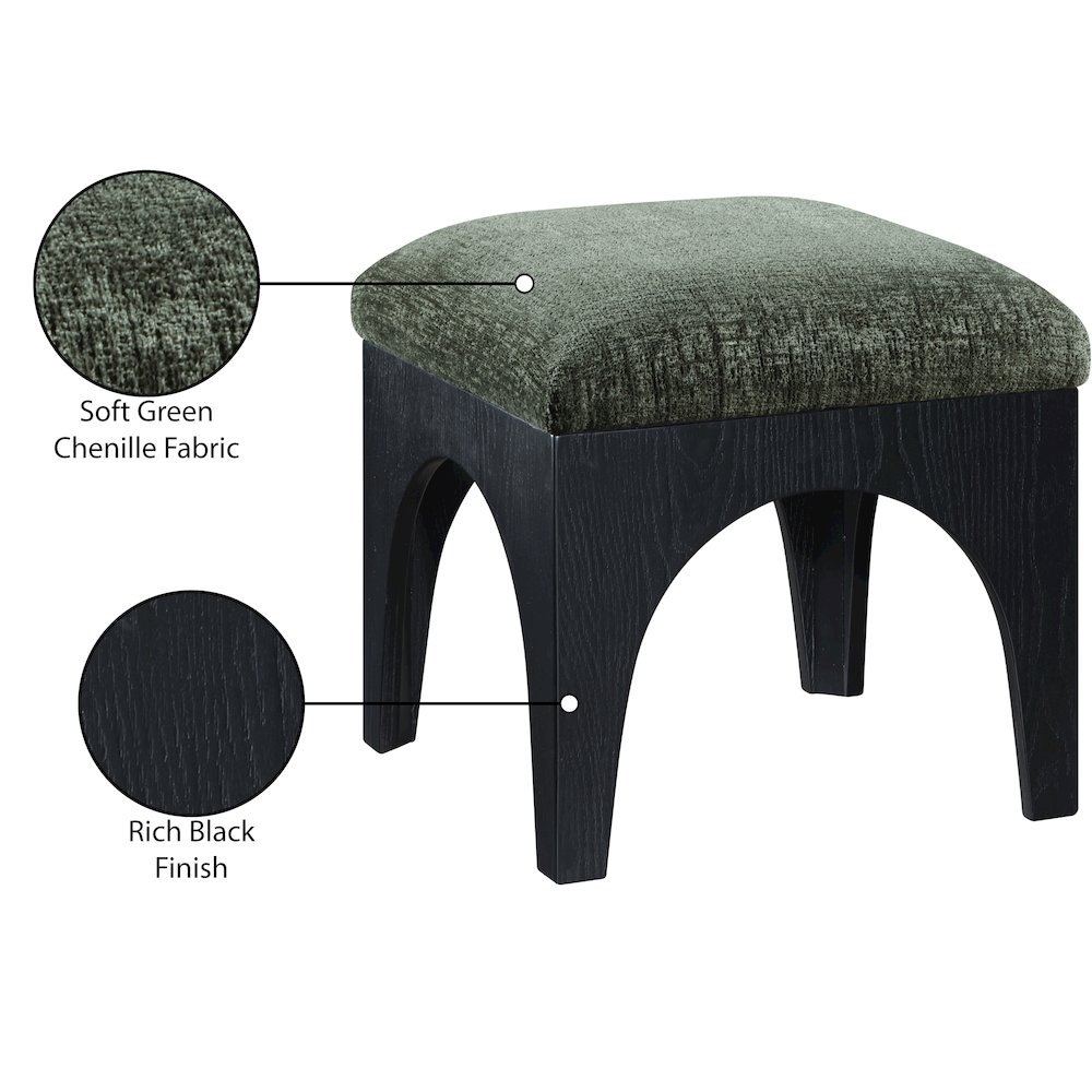 Lawson Green Chenille Fabric Upholstered Ottoman. Picture 5